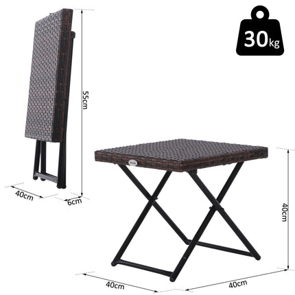 Folding garden table in poly rattan - Brown, 40x40x40 cm
