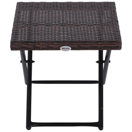 Folding garden table in poly rattan - Brown, 40x40x40 cm
