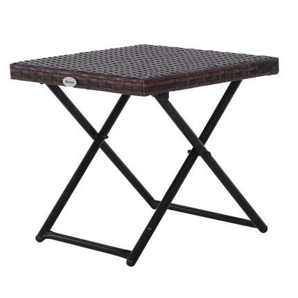 Folding garden table in poly rattan - Brown, 40x40x40 cm