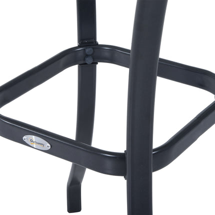 Square garden table, weatherproof glass, 68.5 cm, black