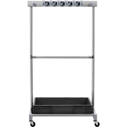Garden Tool Organizer, 10-Slot Rolling Rack With Hooks