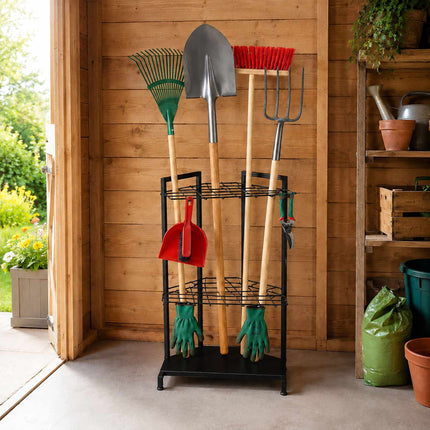 Garden Tool Rack, Steel, Holds 34 Tools, Black