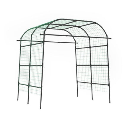 Garden Trellis Arch, U-Shaped PE-Coated Metal, Black