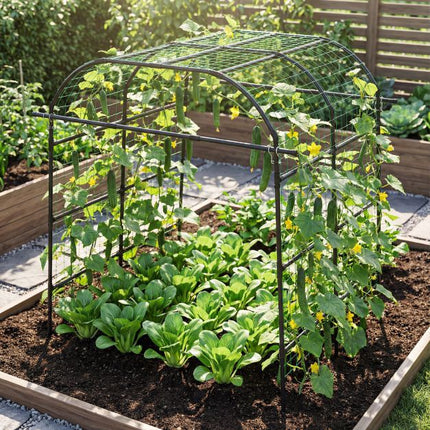 Garden Trellis Arch, U-Shaped PE-Coated Metal, Black