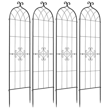Garden Trellis Panels, 4-Pack Steel Rose Trellis 180x52.5cm