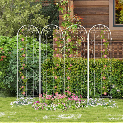 Garden Trellis Set, 2 Pack Galvanized Metal 180 x 50 cm White