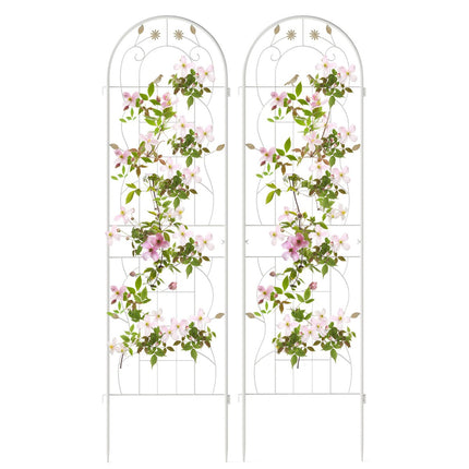 Garden Trellis Set, 2 Pack Galvanized Metal 180 x 50 cm White