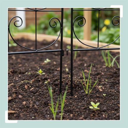 Garden Trellis Set, Hinged Powder-Coated Steel, Black