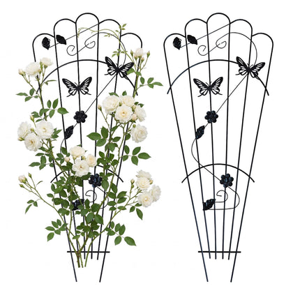Garden Trellis Set of 2, Metal Butterfly Climbing Support