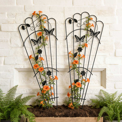Garden Trellis Set of 2, Metal Butterfly Climbing Support
