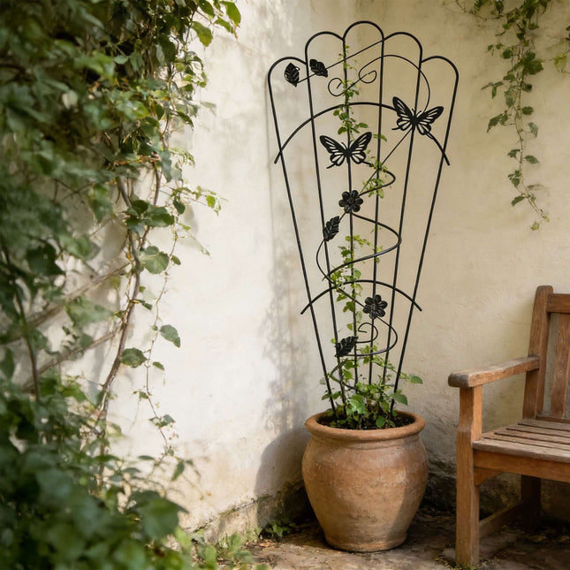 Garden Trellis Set of 2, Metal Butterfly Climbing Support