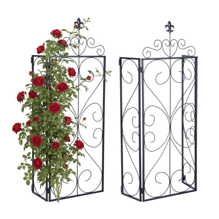 Garden Trellis Set of 2, Metal Hinged Climbing Support
