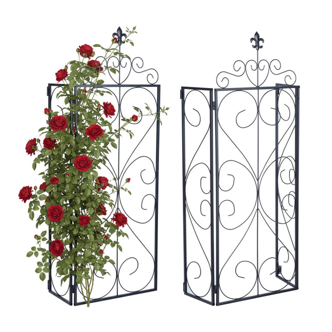 Garden Trellis Set of 2, Metal Hinged Climbing Support