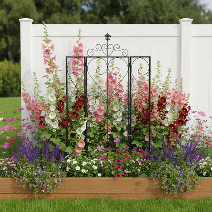 Garden Trellis Set of 2, Metal Hinged Climbing Support
