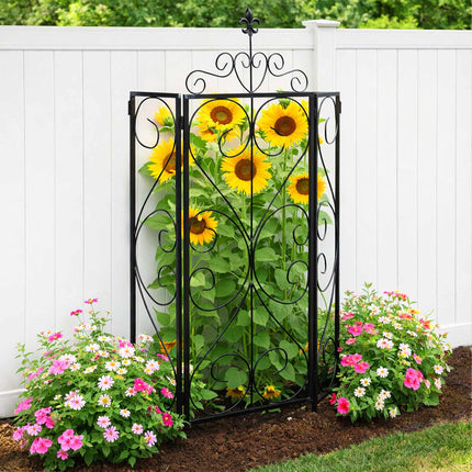 Garden Trellis Set of 2, Metal Hinged Climbing Support