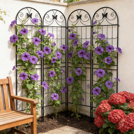 Garden Trellis Set of 4, Powder-Coated Metal Climber