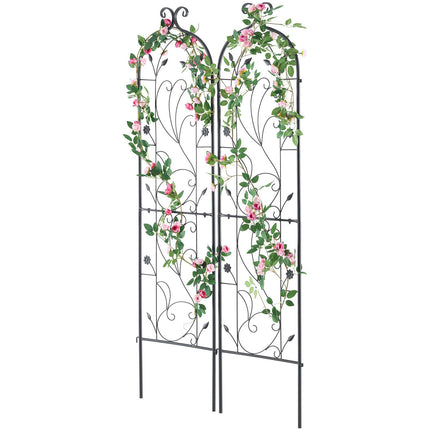 Garden Trellis for Climbing Plants, Metal, 60x15 in, 2-Pack