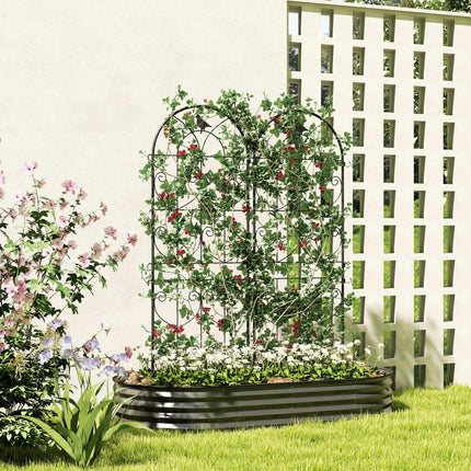 Garden Trellis with Bird Design, Metal, 50x150 cm, 2-Pack