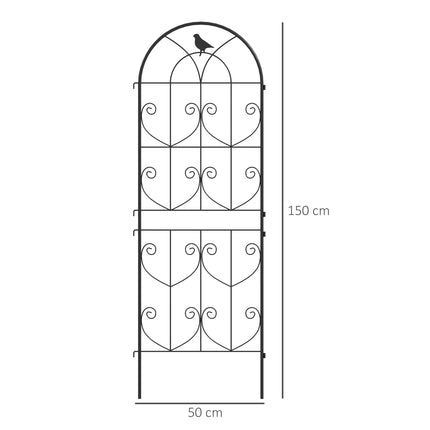 Garden Trellis with Bird Design, Metal, 50x150 cm, 2-Pack
