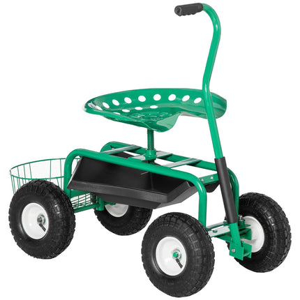 Garden trolley with swivel seat, adjustable, 150 kg capacity