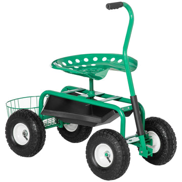 Garden trolley with swivel seat, adjustable, 150 kg capacity