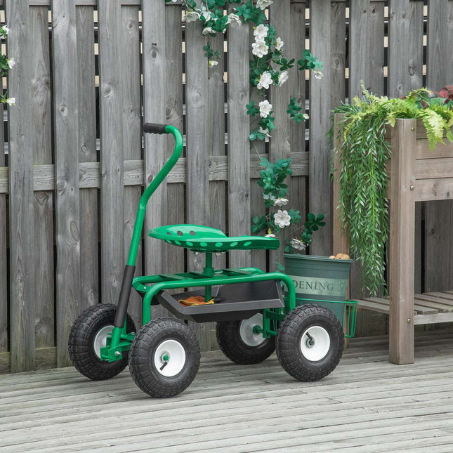 Garden trolley with swivel seat, adjustable, 150 kg capacity