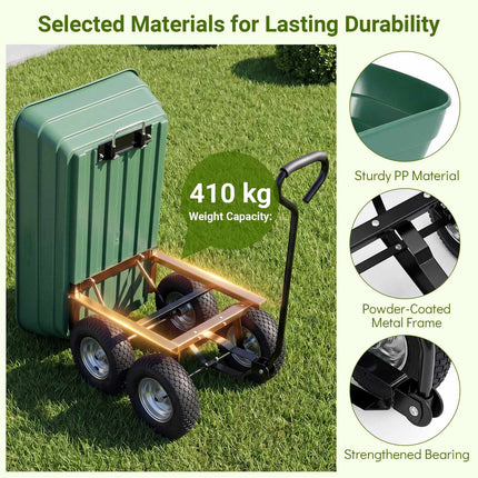 Garden Trolley with Tipping Function, 410 kg Capacity, Green
