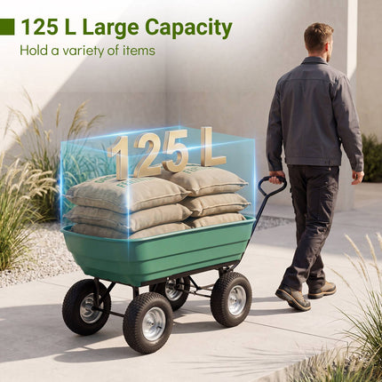 Garden Trolley with Tipping Function, 410 kg Capacity, Green