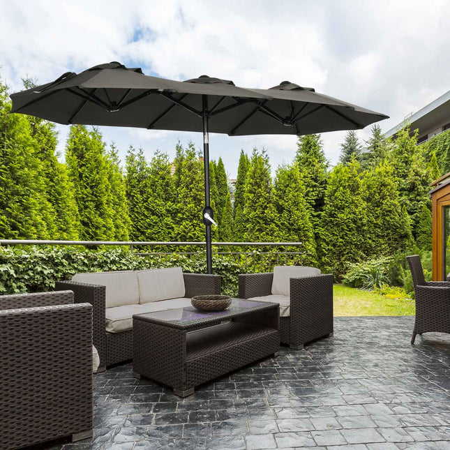 Garden parasol - Adjustable tilt, 285x147cm, Grey
