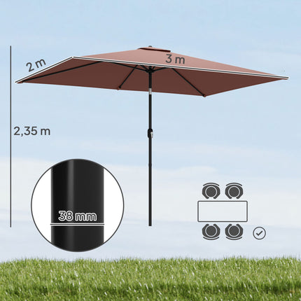Garden Umbrella, Adjustable Tilt, 300x200 cm, Brown/Black
