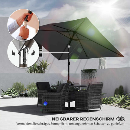 Garden Umbrella, Adjustable Tilt, 300x200 cm, Dark Grey