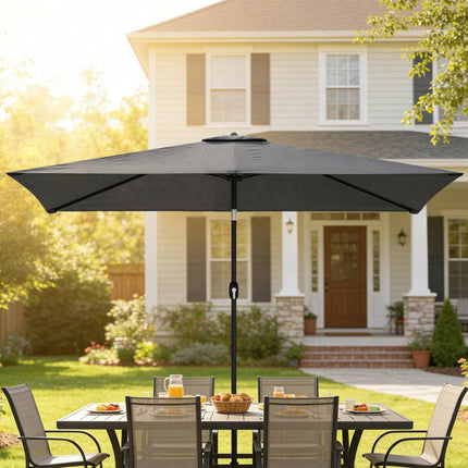 Garden Umbrella, Adjustable Tilt, 300x200 cm, Dark Grey