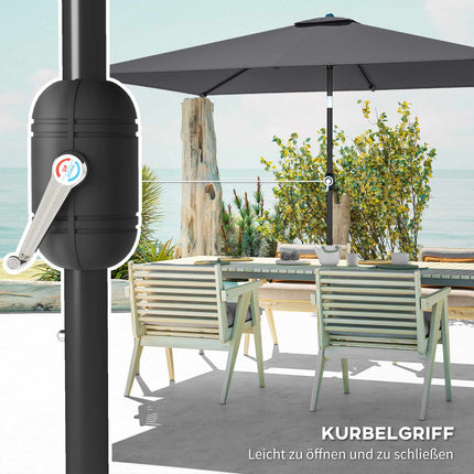 Garden Umbrella, Adjustable Tilt, 300x200 cm, Dark Grey