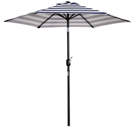 Outdoor garden umbrella - Steel frame, blue stripes, Ø230 cm