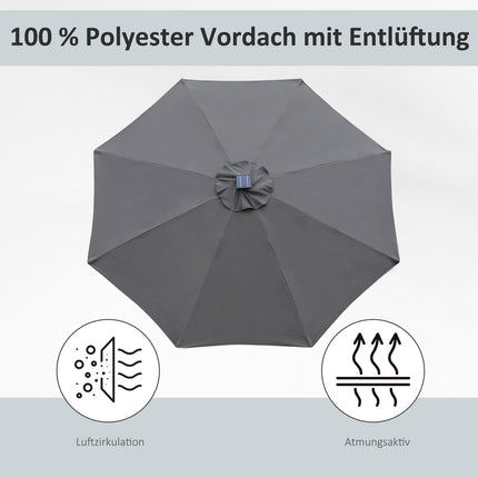 Garden umbrella with Solar LED light - dark grey, 270cm