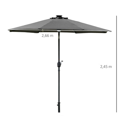 Garden umbrella with Solar LED light - dark grey, 270cm