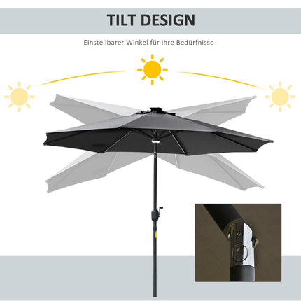 Garden umbrella with Solar LED light - dark grey, 270cm