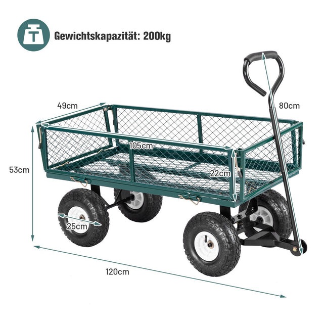 Garden Utility Cart, 330 lb, 10-Inch Pneumatic Wheels