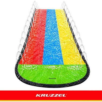 Garden Water Slide with Fountain 480 cm, Triple Lane, 3 Inflatable Boards