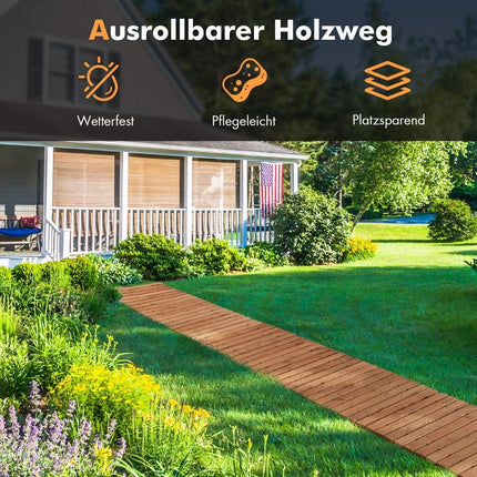 Garden Wooden Path 245 x 55 x 2 cm Rollable Weatherproof Straight Outdoor Walkway