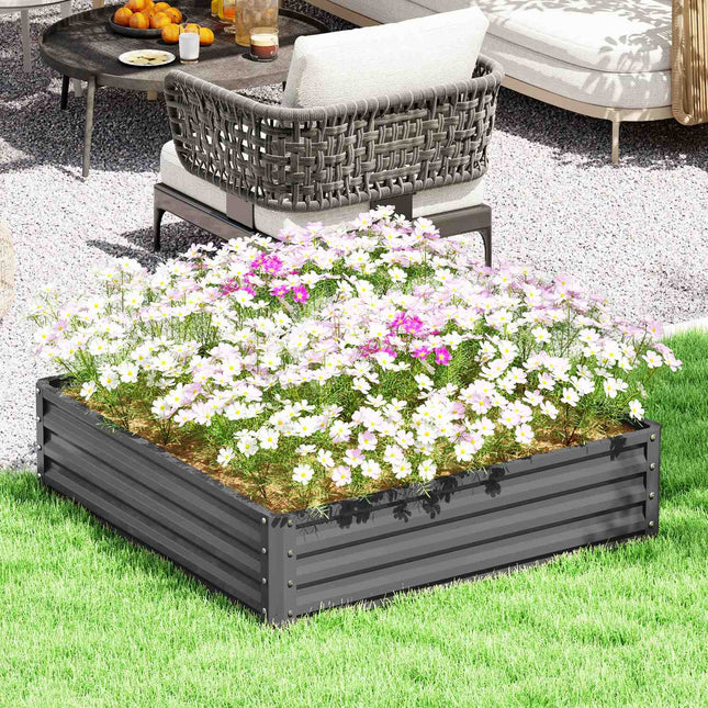 Steel Planter Box, Light Grey, 120 x 120 x 30 cm