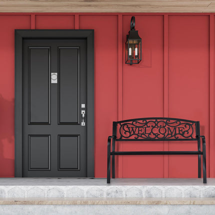 Garden bench Welcome in metal