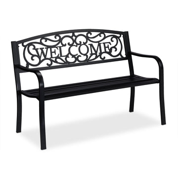 Garden bench Welcome in metal