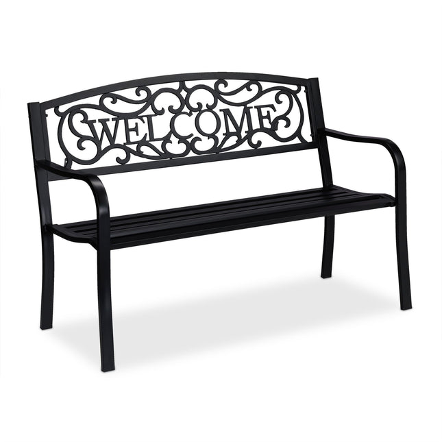 Garden bench Welcome in metal