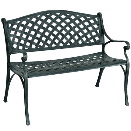 Garden bench aluminum bench with armrests bench 103 x 55 x 82 cm antique green