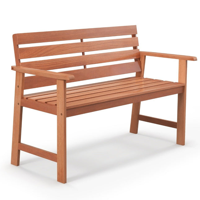 Garden bench made of hardwood, wooden bench, weatherproof, bench for 2 people, balcony bench made of hardwood, 120.5 x 64 x 84 cm, natural