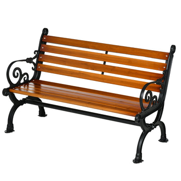 Garden bench in teak with armrests, weatherproof, 2-seater