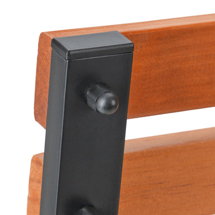 Garden bench steel frame & wood dark brown