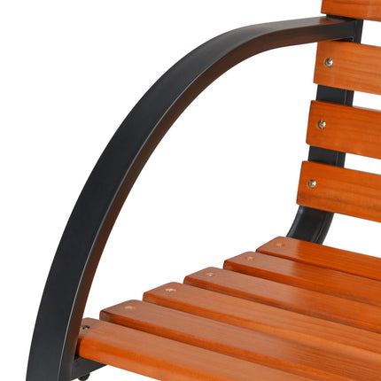 Garden bench steel frame & wood dark brown