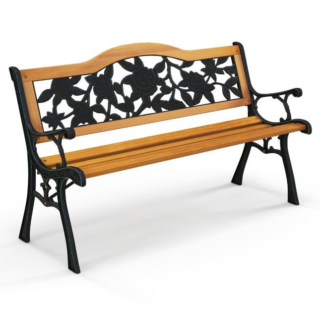 Garden bench weatherproof 2-seater bench with armrests balcony bench wooden bench 126 x 52 x 76 cm